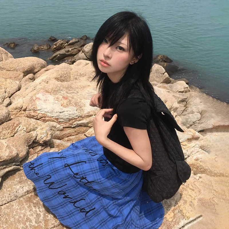 Karrram Japanese Y2k Graffiti Print T-shirt Vintage 2000s Style Short Sleeve T Shirt Harajuku Fairycore Black Tee Shirt Grunge