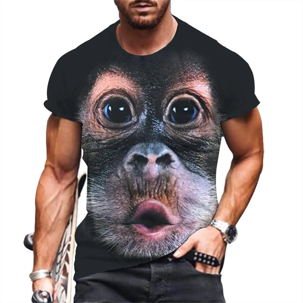 

Funny Men's T-Shirts Monkey 3D Printed T-Shirt Fashion Tops Short Sleeve Clothes Summer Man T Shirt Luxury Brands Men's Clothing