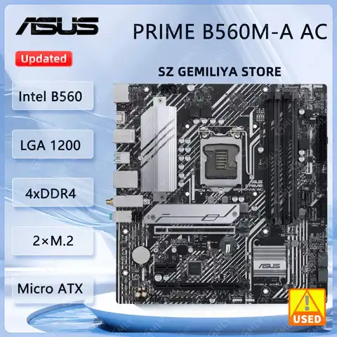 ASUS PRIME B560M-A AC Motherboard Intel B560 LGA 1200 DDR4 128GB support Core i3-10100 i5-11400 i7-10700F 11900F