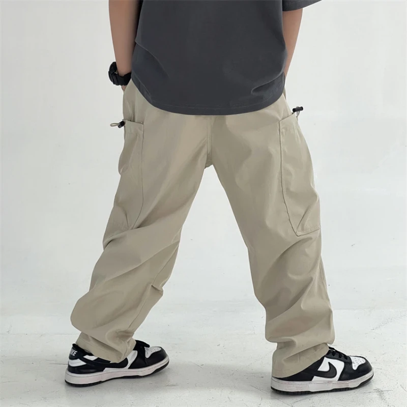 

Children Clothing Kids Pants Big Pocket Boys Pocket Korean Casual Loose Pants Spring Autumn Children Trend Cargo Pants