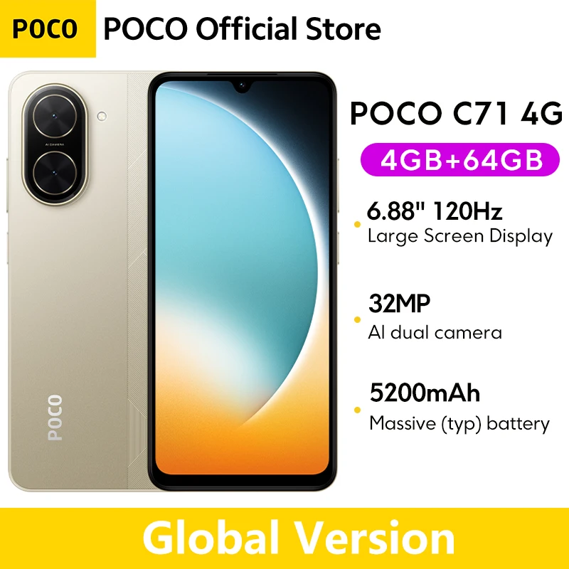 グローバル版 POCO C71 スマートフォン UNISOC T7250 プロセッサー