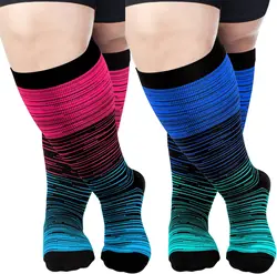 Calcetines de compresión hasta la rodilla para hombre y mujer, medias deportivas para maratón, ciclismo, fútbol, venas varicosas, talla grande 4XL