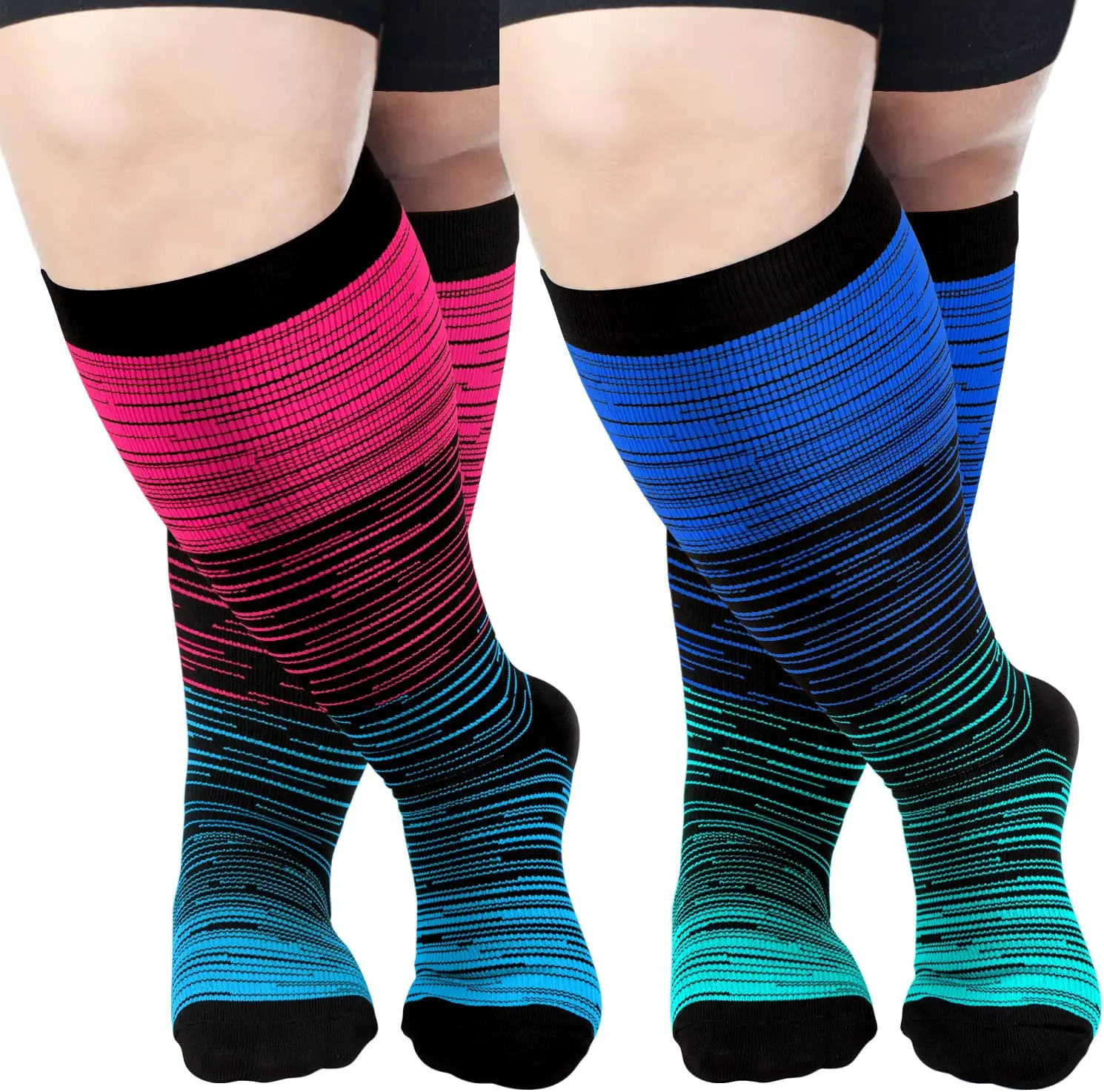 Running Compression Socks Knee High  Women Men Sports Socks for Marathon Cycling Football Varicose Veins Stockings 4XL Plus Size