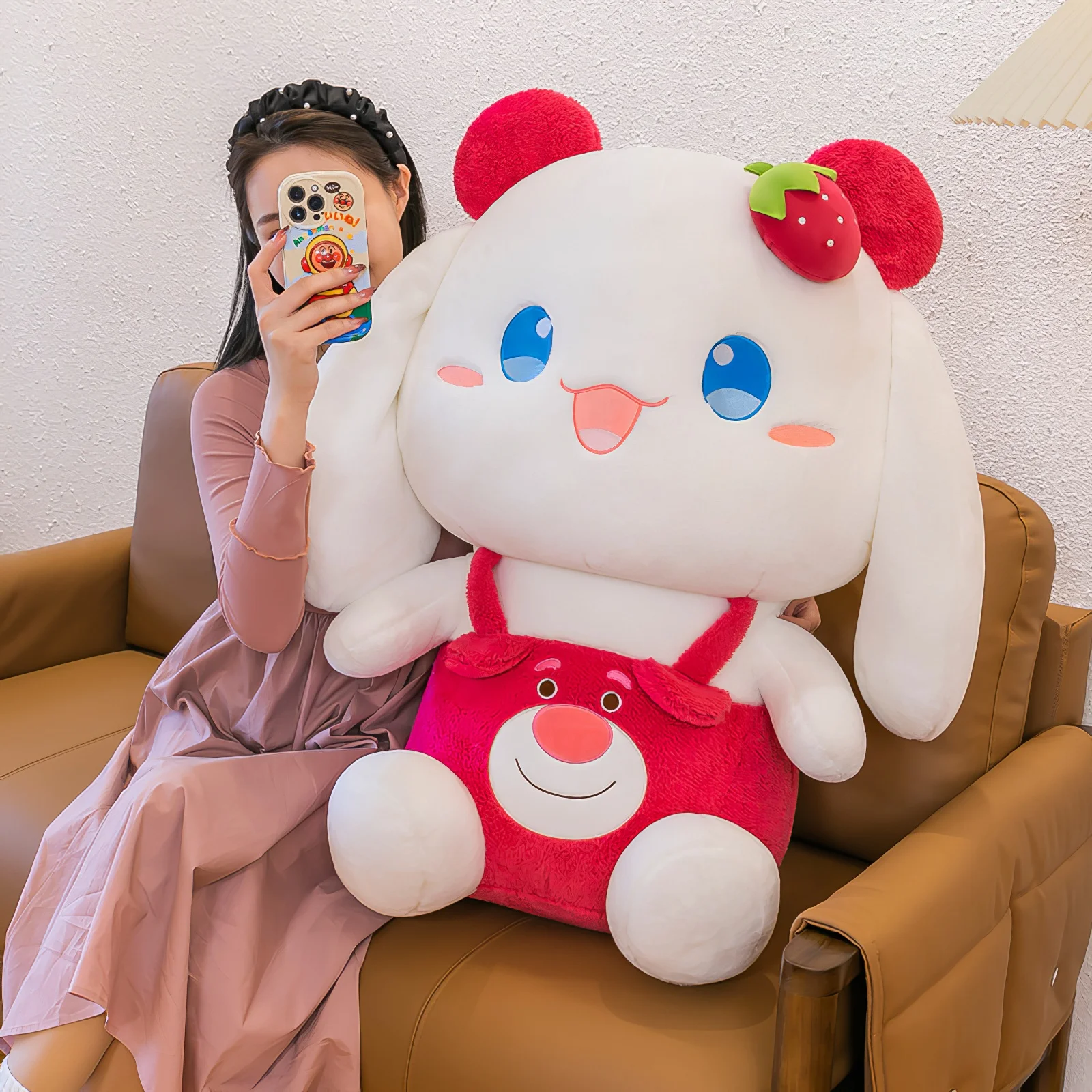 60cm Cartoon Sanrio Kuromi Cinnamoroll Plush Toy Kawaii Strawberry Lotso Soft Stuffed Doll Cute Big Size Sleep Pillow Girl Gift