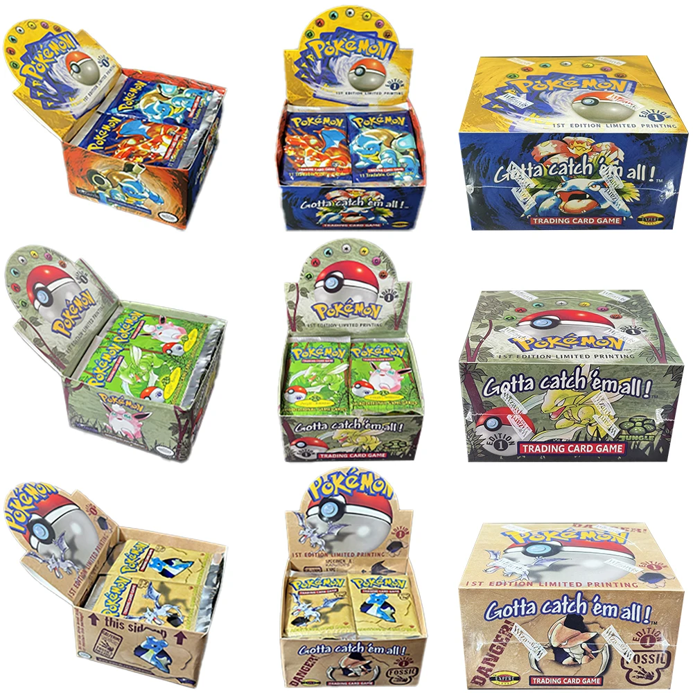 PKM プロキシゲーム PTCG カード レア ブースターパック ベース フォッシル ジャングル 9 シングルバッグ 1パック 11枚入りカードとブースター 3箱 1箱 36パック おもちゃ