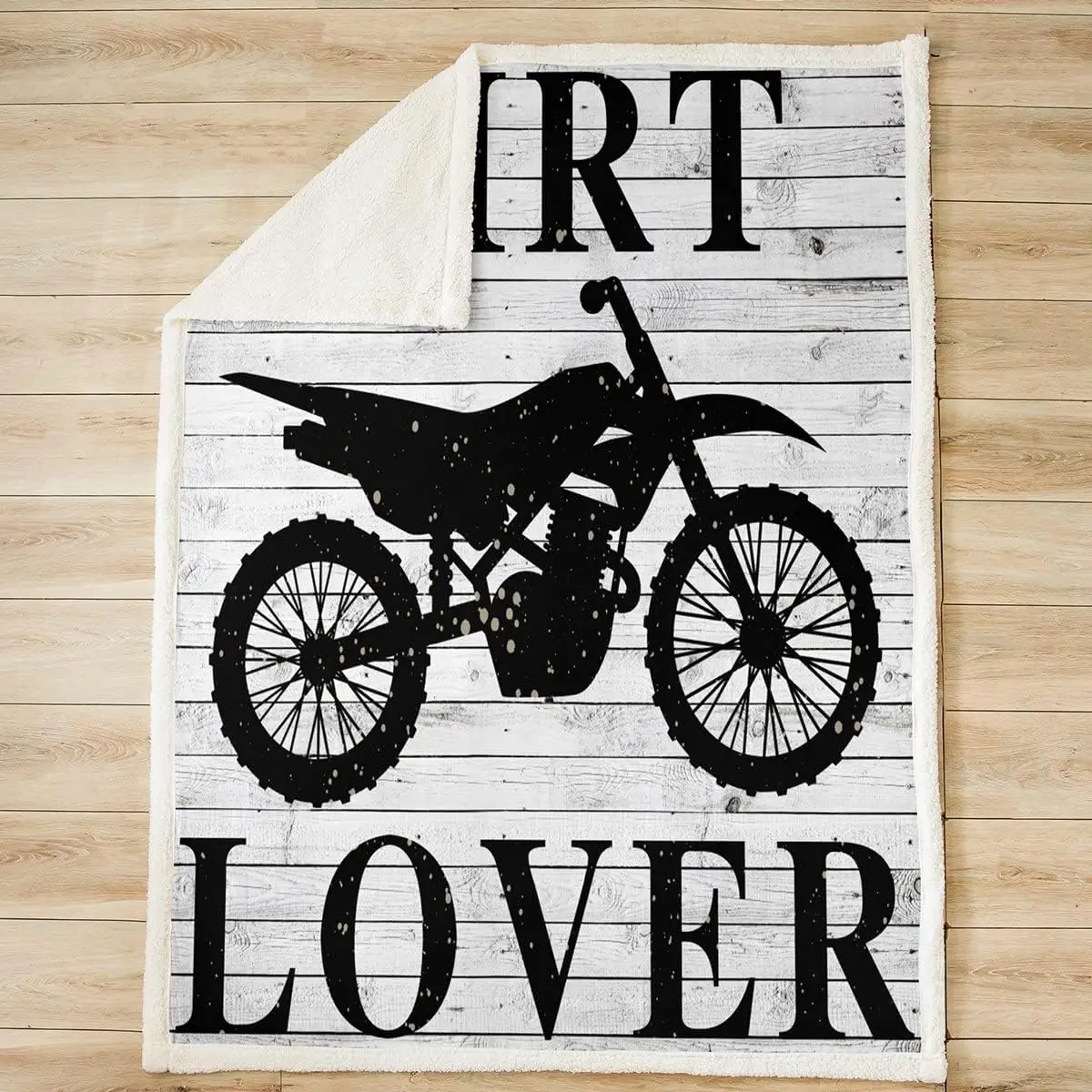 Black Dirt Bike Sherpa Blanket Racing Motocross Fleece Throw Blanket for Bed Sofa Couch Extreme Sports Plush Blanket