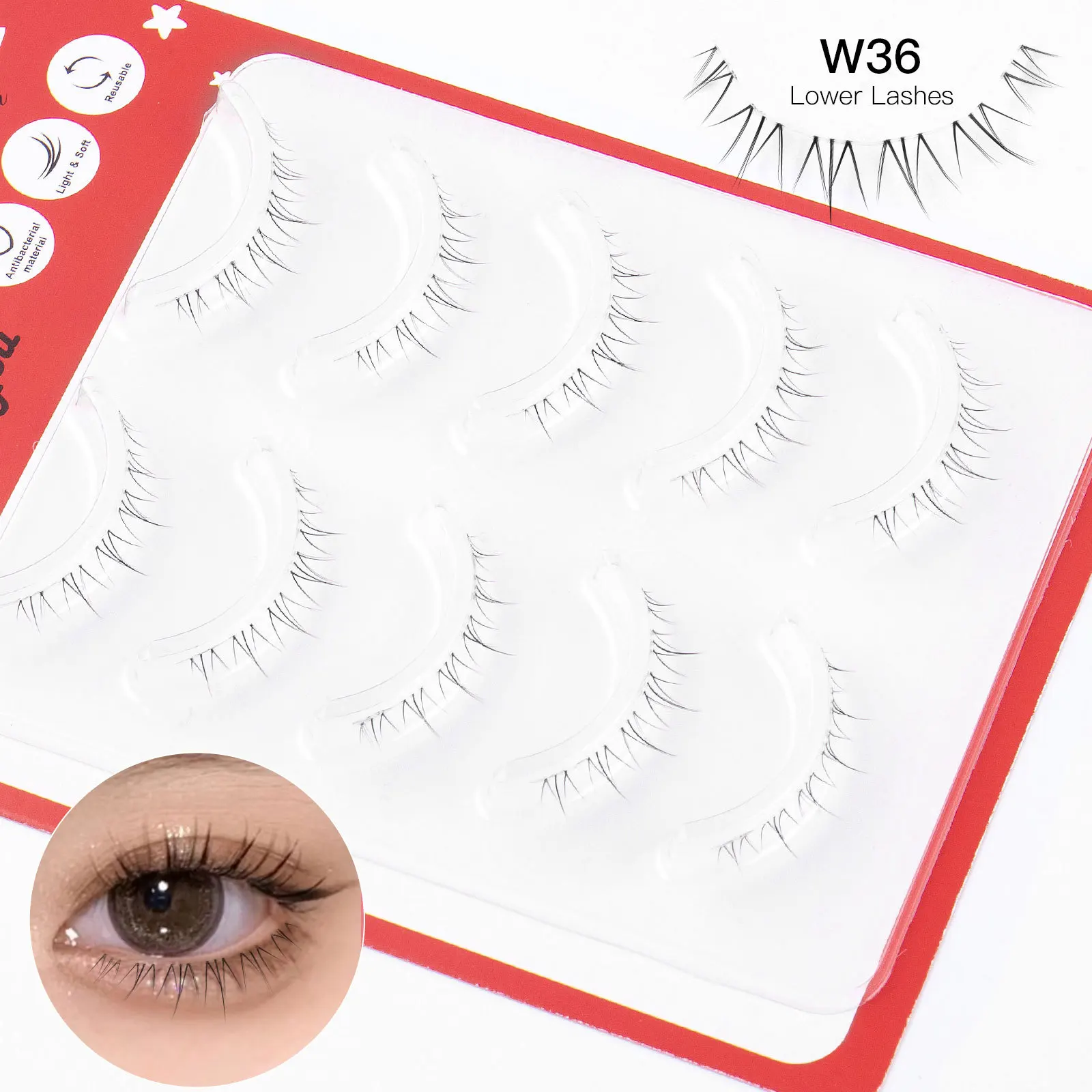 Faux cils inférieurs naturels faits à la main, bande transparente, extension de cils astronomiques, outils de maquillage, 5 paires