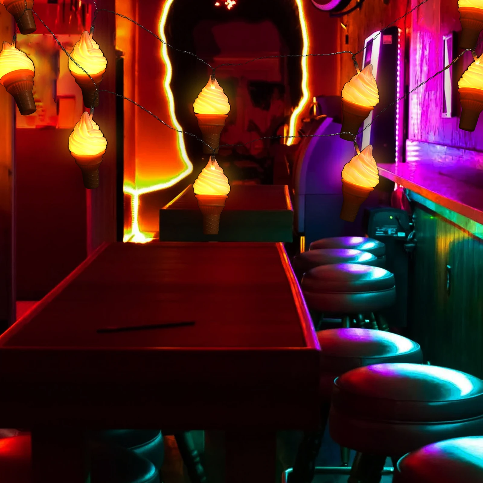 1 комплект, гирлянда для мороженого, подвесной декор, креативная комната, двор, магазин, бар, световая гирлянда для мороженого