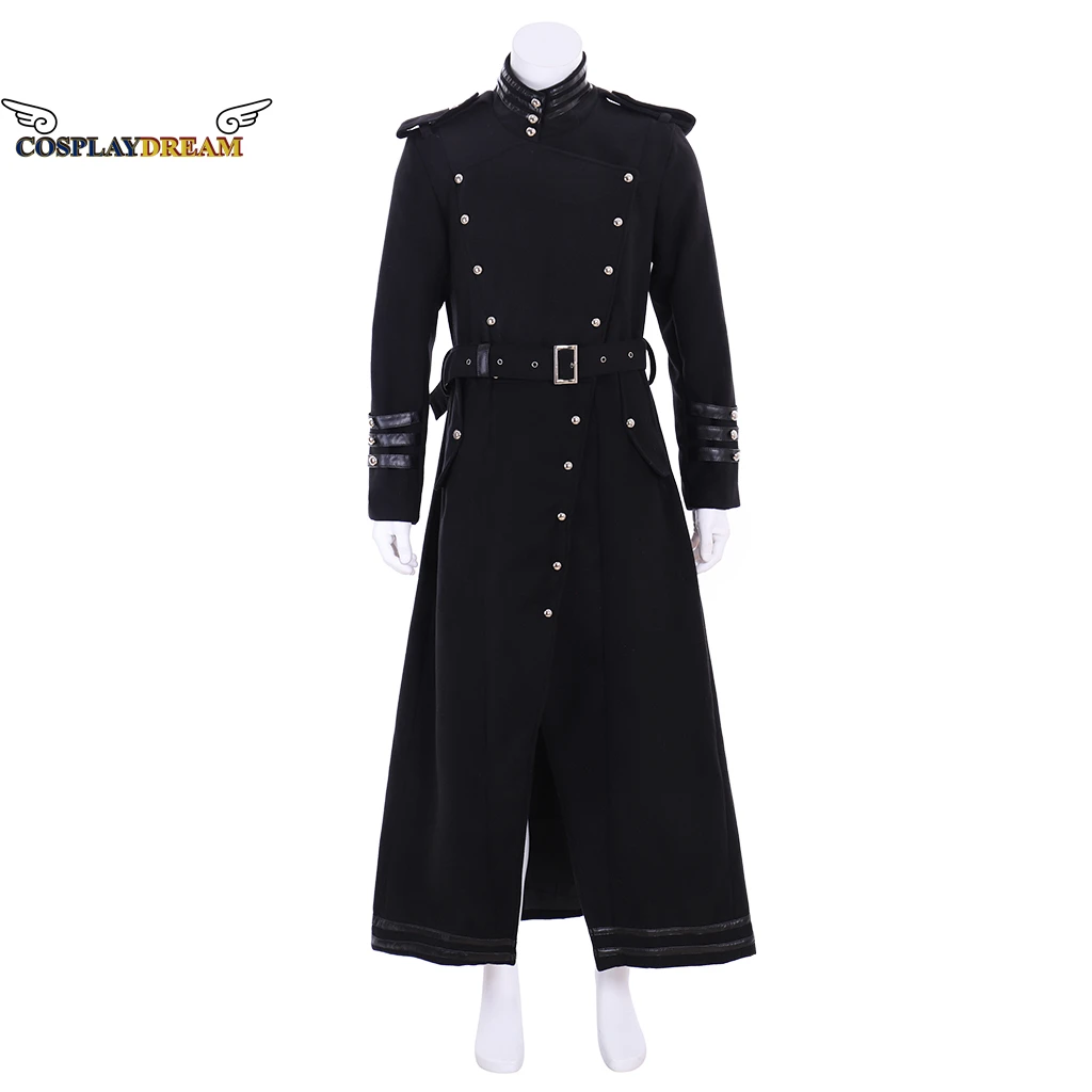 Vintage Medieval Costumes Steampunk Gothic Black Long Jacket Coat Vampire Cosplay Pirate Halloween Outfit Men's Trenchcoat