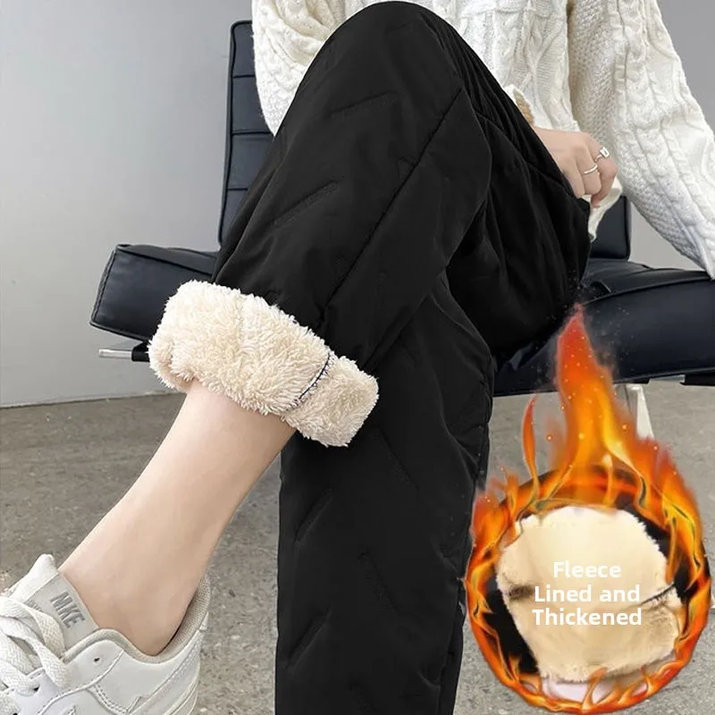 Damskie spodnie narciarskie Thiened Fce, zimowe, wiatroodporne, wodoodporne, ciepłe spodnie sportowe z aksamitu jagnięcego, z mankietami, codzienne, z prostymi nogawkami...