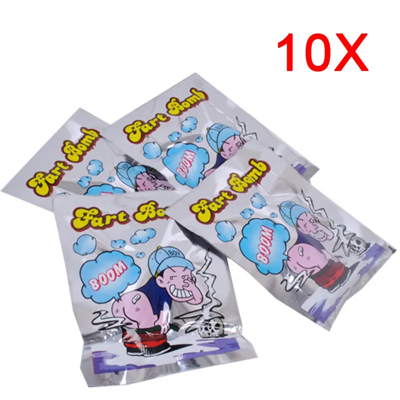 10pcs Sneaky Booze Fart Bags Joke Spray Prank Stinky Smelly Sachets Gas Stink Fake Poop Smelling Flavors for Parties Holidays
