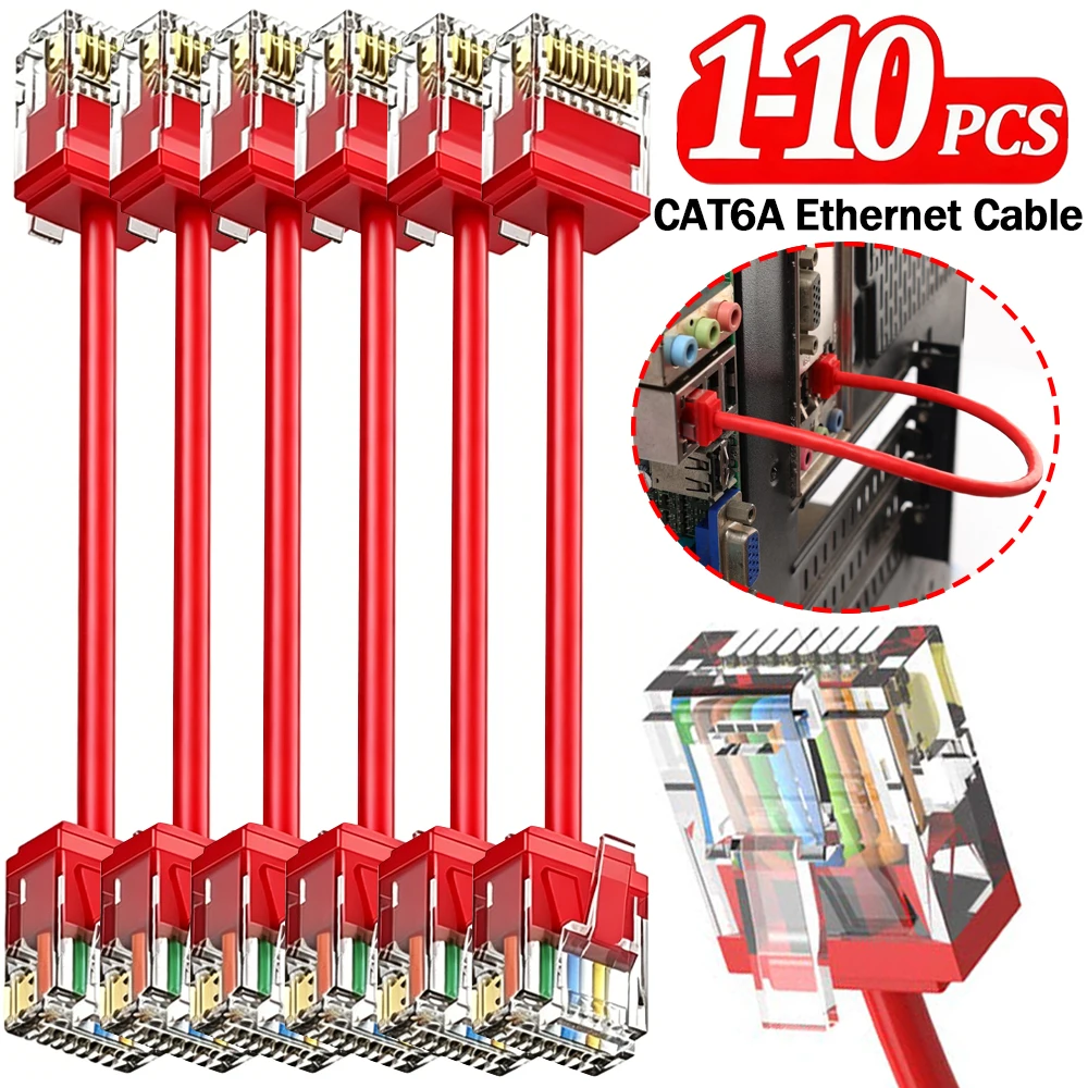 Ultra Slim Cat 6A Ethernet Cable Flexible RJ45 Cat6A LAN Cord 10Gbps 550MHz High-speed Transfer Internet Cables for PC Laptop