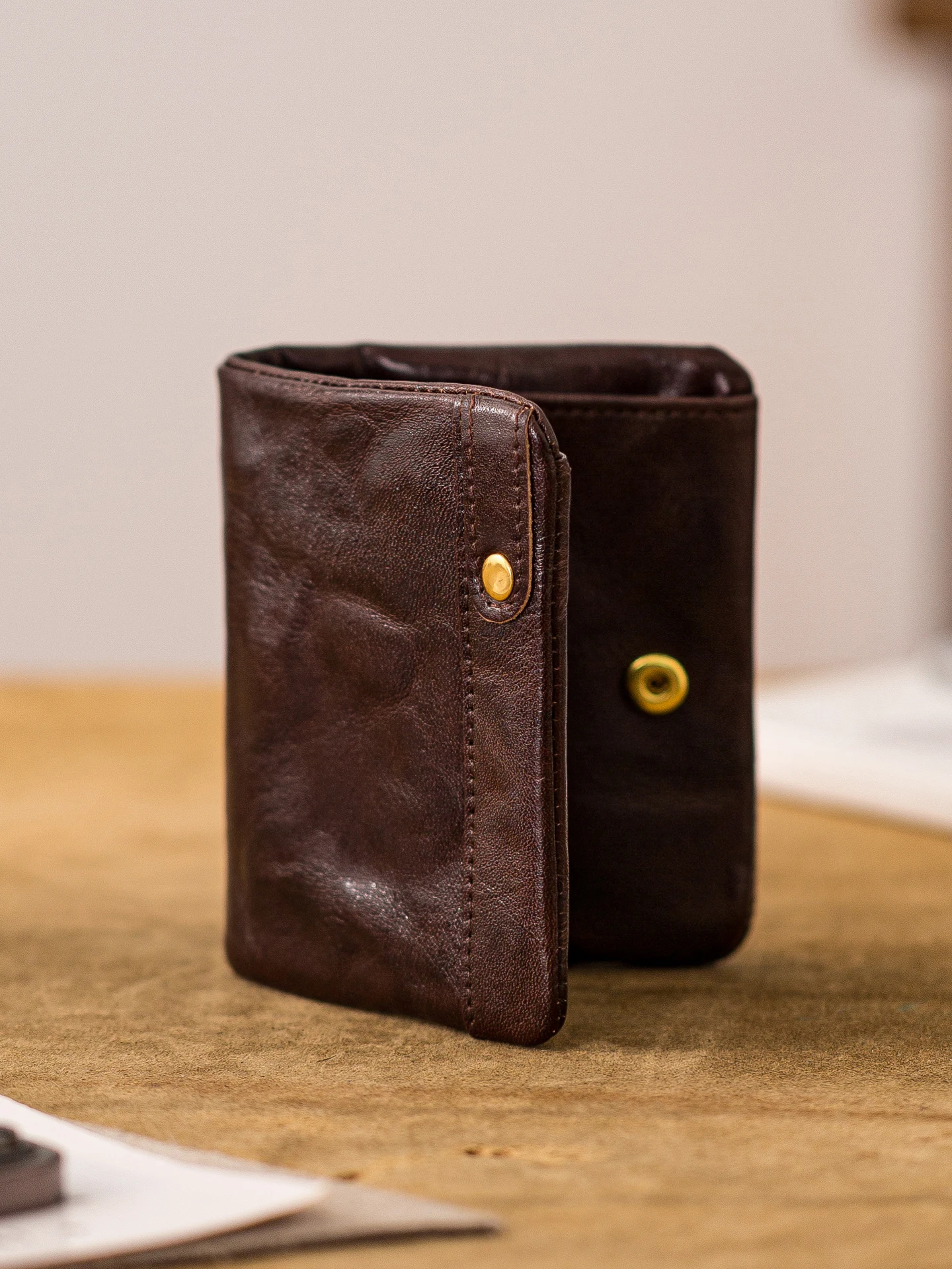 vintage casual high-quality first layer cowhide men's short wallet fashion designer handmade genuine leather small coin purse