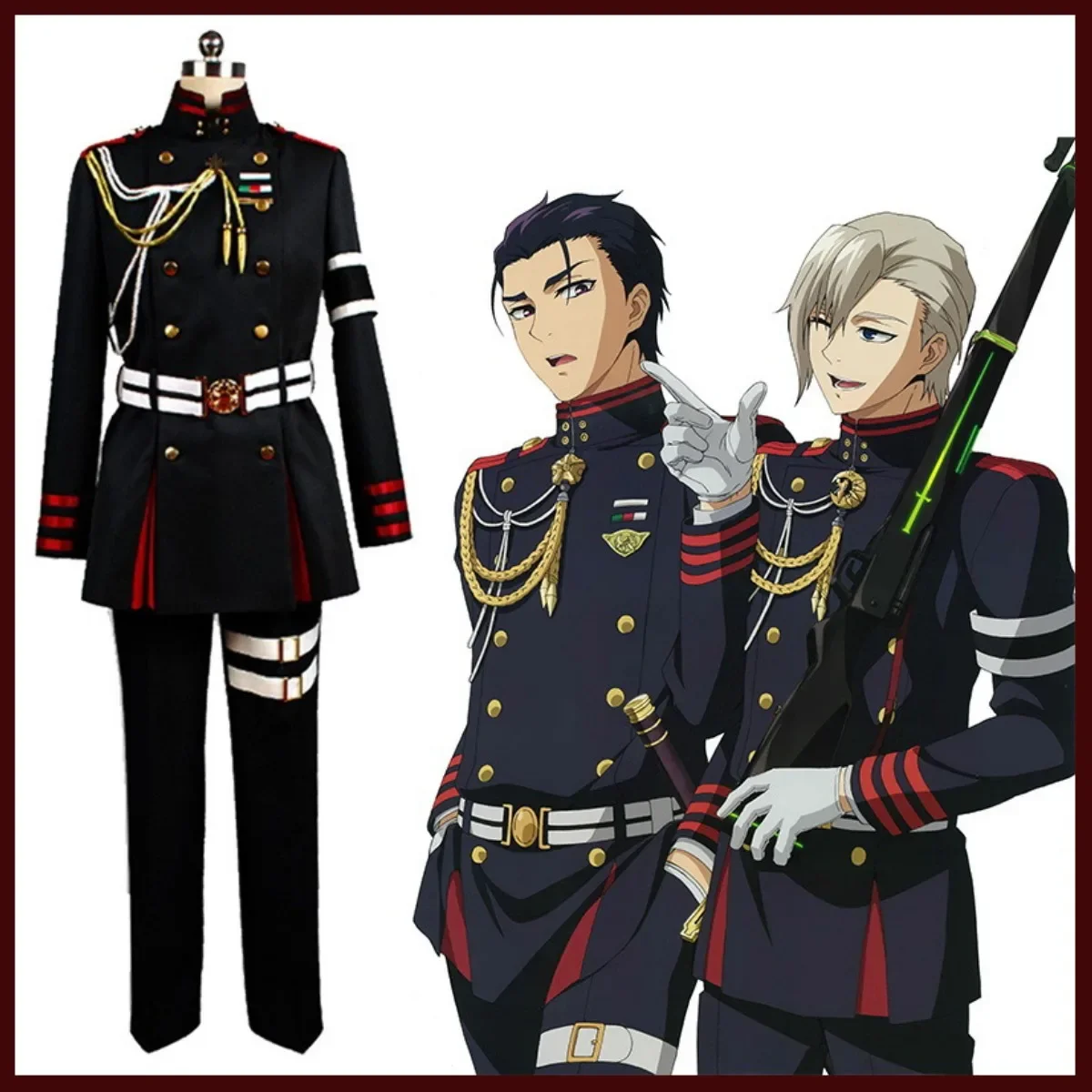 Anime Seraph of The End Guren Ichinose Hiiragi Shinya Cosplay Costume Wig Military Uniform Chest Accessories Man Carnival Suit