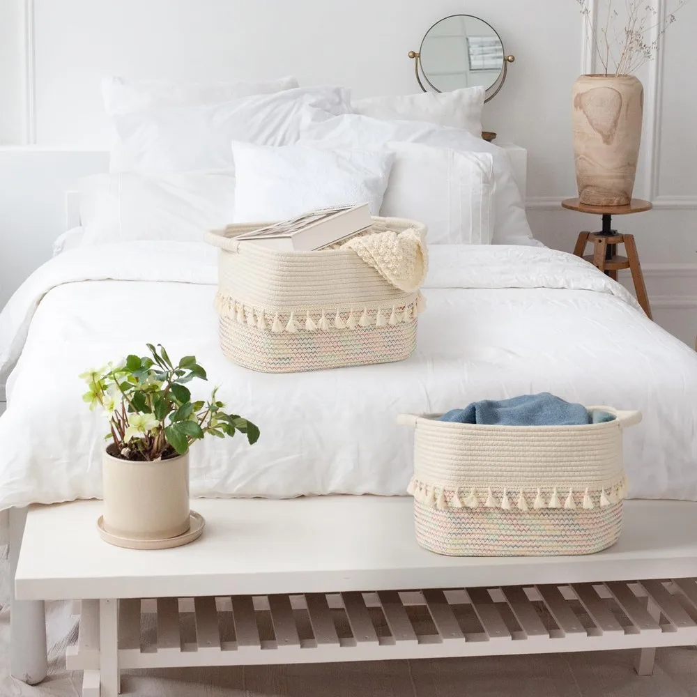 3-Pack Woven Cotton Rope Storage Baskets 3