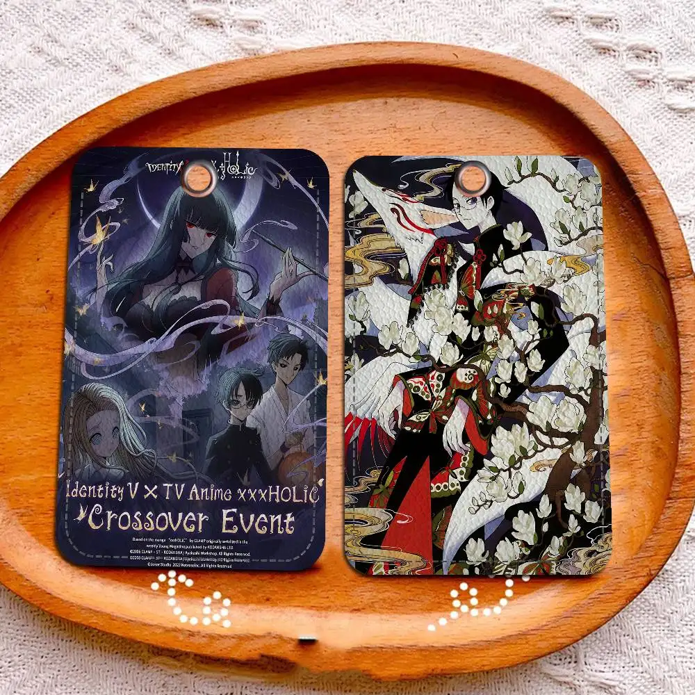 Classic Anime XxxHolic 1Pc Access Card Case Leather Card Holder Keychain Key Ring Door Access Tags ID Card Case Keychain