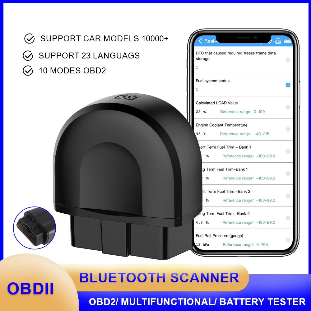 On-BDII Auto Diagnostic Tool V1.5 On-BD2 Scanner Diagnostic Car Scanner Tool Car Fault Code Reader Bluetooth-Compatible 5.0