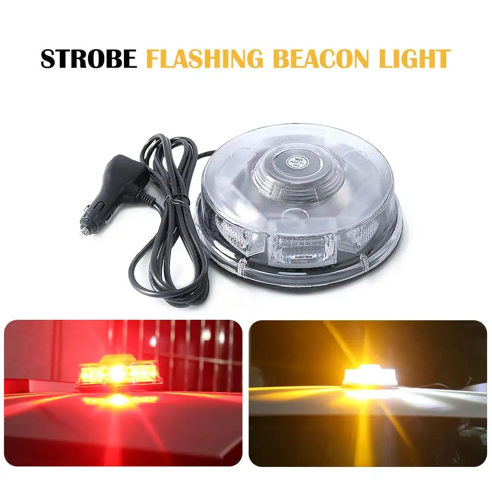 Strobe Signal LED Roof Car Warning Light Flashing Beacon Alarm Emergency Lamp Red Blue Yellow White Car Truck Magnetic