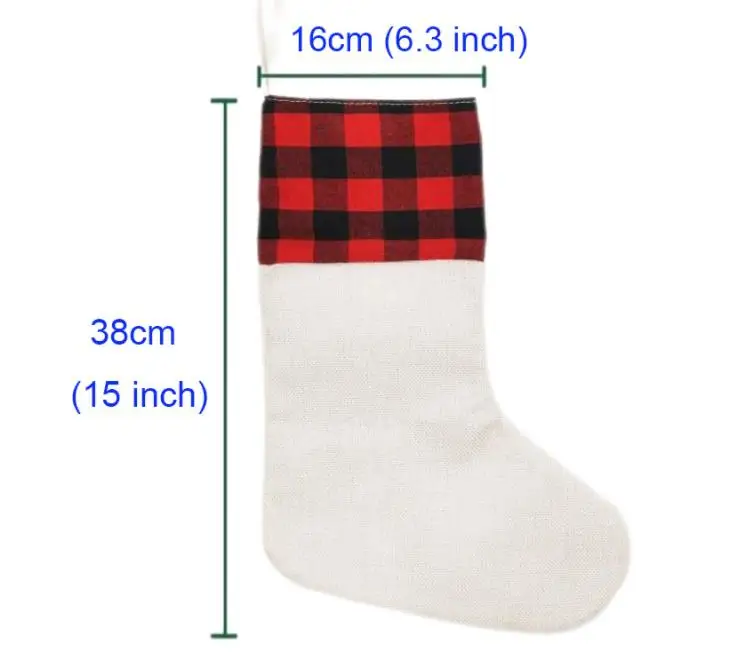 Sublimation Christmas Socks Linen Blanks Double Sided Printing Heat Press Sock Bag Festive Decorations Santa Ornament Gift SN