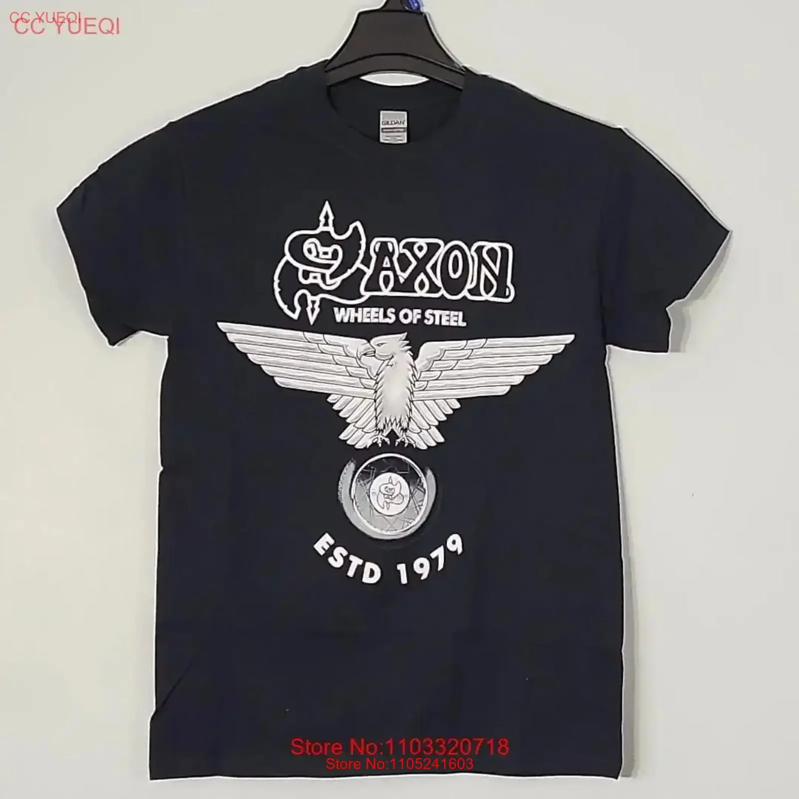 SAXON Wheels Of Steel S SMALL Official T Shirt Black Mens Band Logo vintage Washed Soft streetwear Casual Stylish vintage