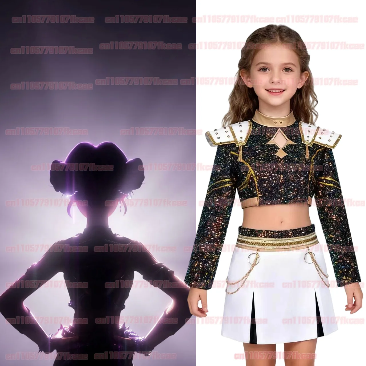 Anime Idol Kids Girls Kpop Demon Hunters Rumi Zoey Mira Cosplay Full Suit Set Costume Stage Performance Children Halloween Party