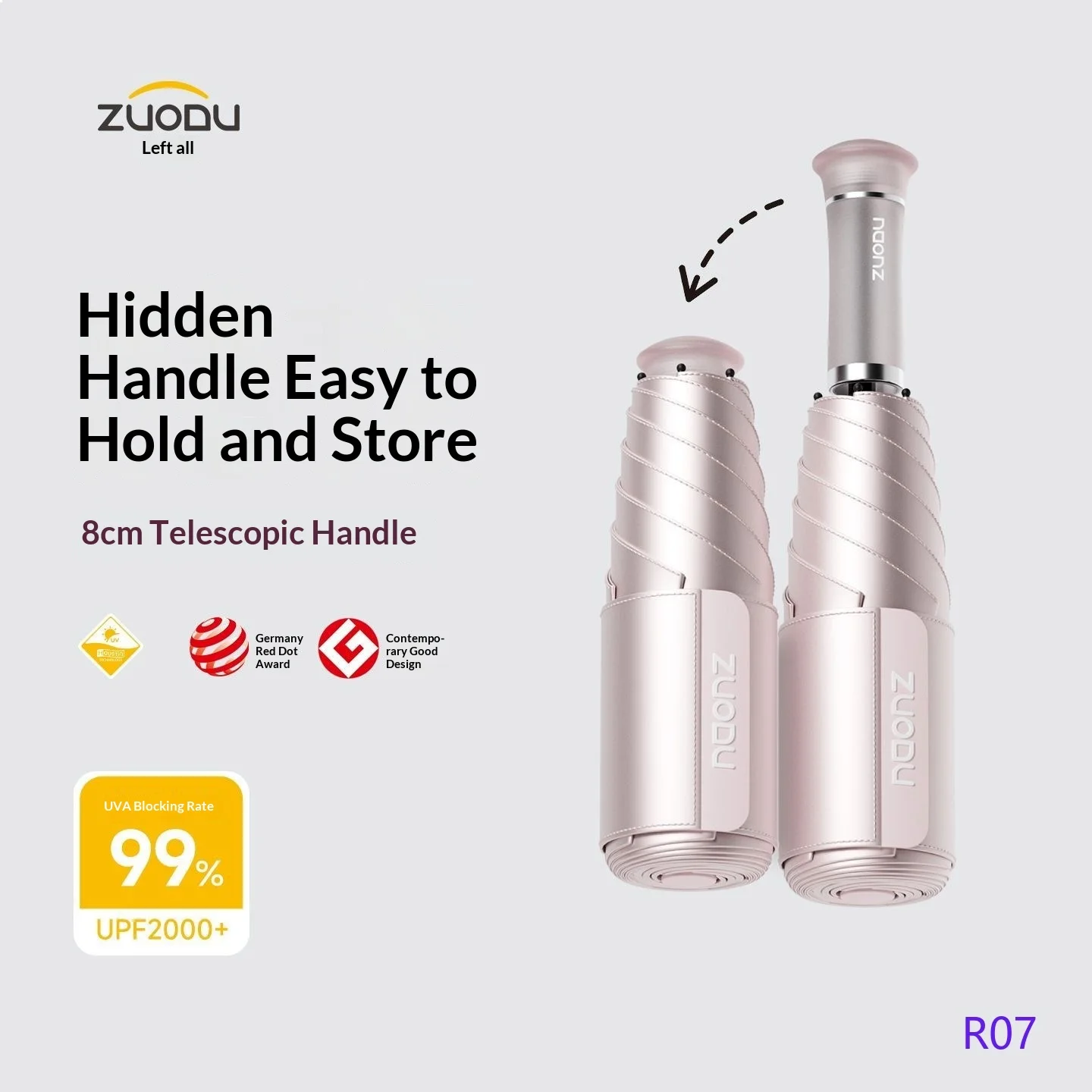 

Leftdu Sun Umbrella UV Protection Rain or Shine Mini 5-fold Portable Silver Coating