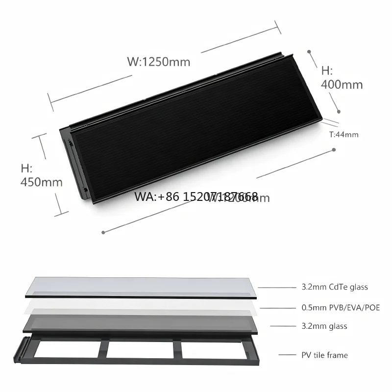 Building Custom Home Residential Energy Generation Solutions BIPV Solar Panels Roof Tiles CdTe Thin Film PV Roof Tile for