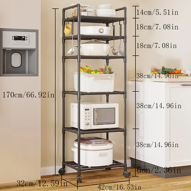 6-Story Kitchen Storage Rack, Floor Standing, 360 ° Rotating Storage Rack, Household Microwave Oven, Pot Rack, Storage Table - view 2