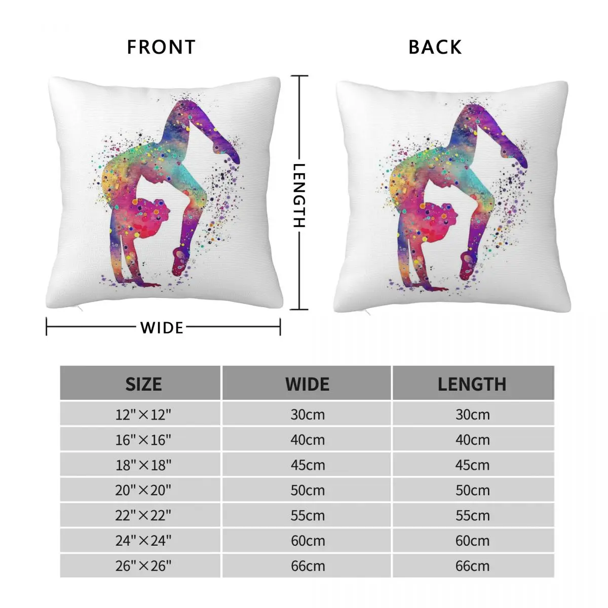 Gymnastics Girl Tumbling Colorful Pillowcase Polyester Linen Velvet Printed Decor Throw Pillow Case Car Cushion Cover Wholesale