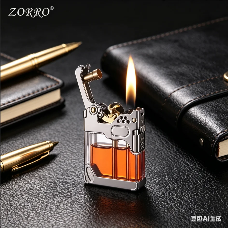 2026  ZORRO Mecha Transparent Fuel Tank Mechanical Ejection Keroseine Lighter Metal High-looking Creative High-end Men's Gifts