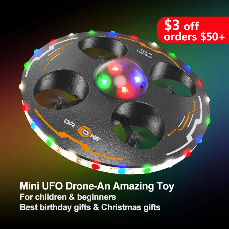 UFO Drone for Kids and Beginners RC Plane with Light, RC Airplane Quadcopter Helicopter Hovering，Great Gift Toy for Boy and Girl