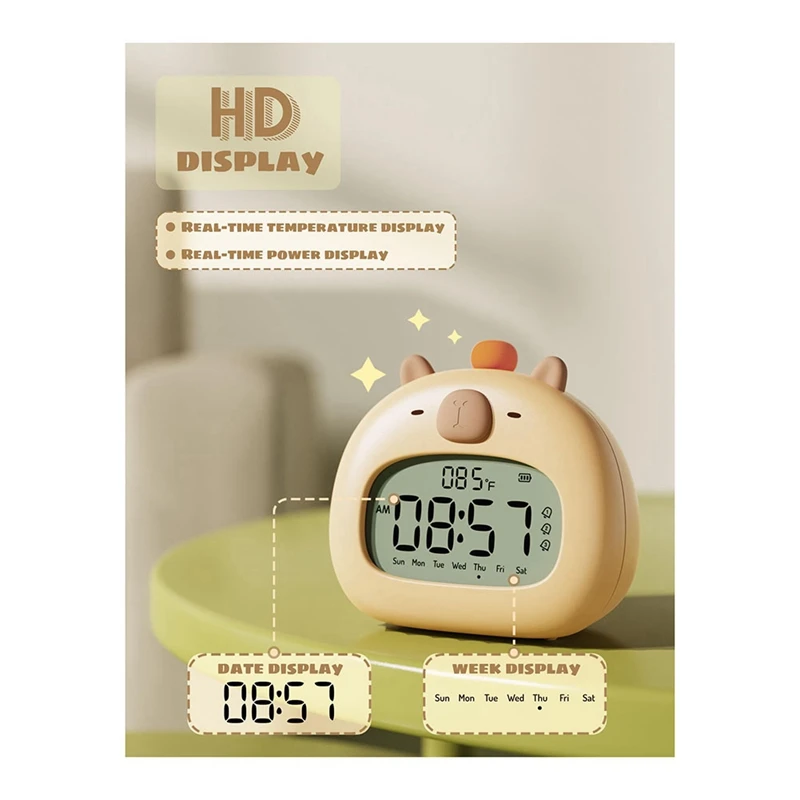 Capybara Alarm Clock For Kids, Ready To Rise Children's Sleep Trainer, Dimming Night Light 1PCS A