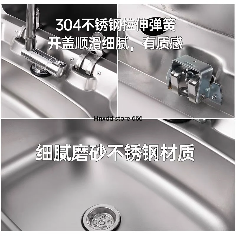 Kitchen with cover stainless steel sink square car folding basin