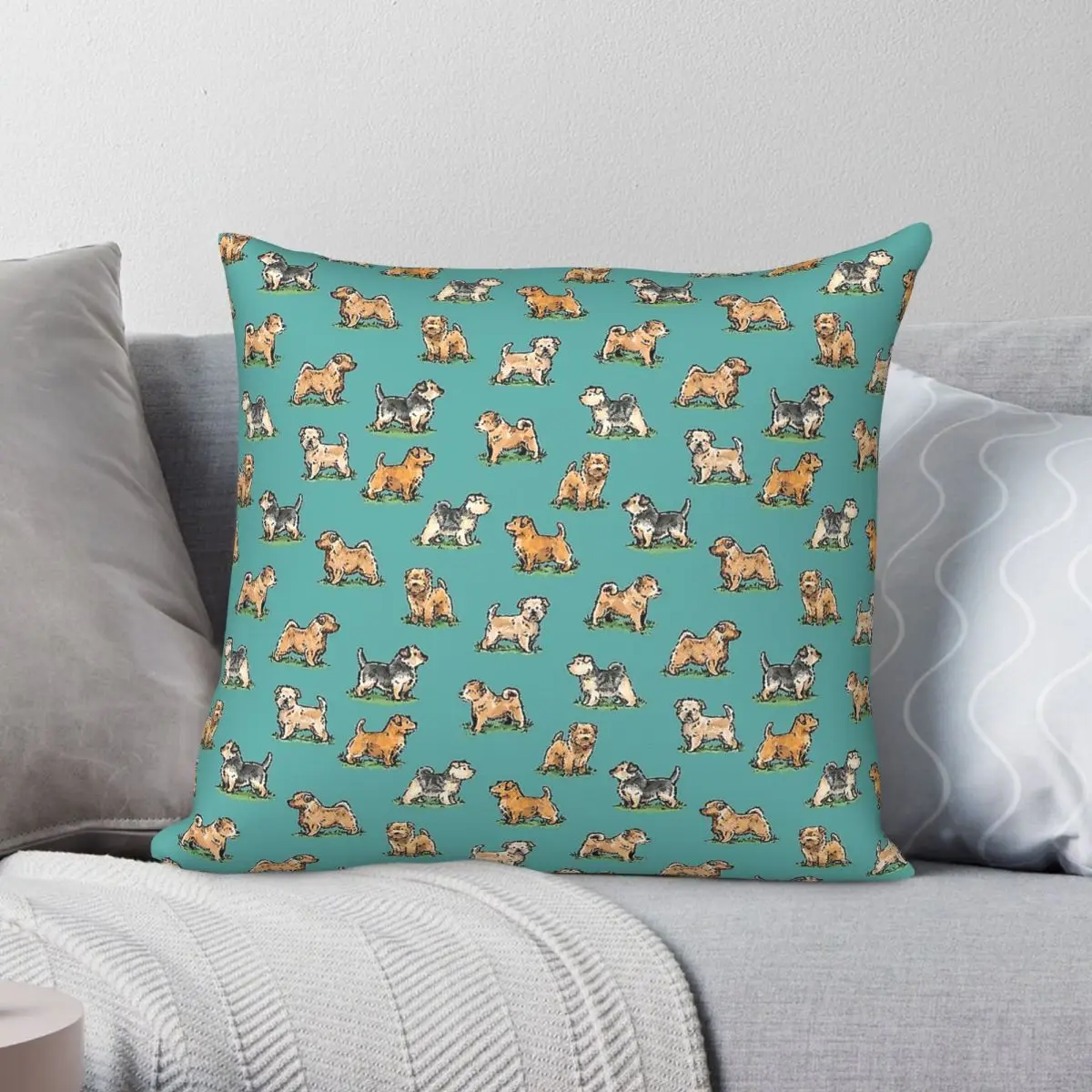 Norfolk Terriers Dog Pillowcase Polyester Linen Velvet Pattern Zip Decorative Sofa Seater Cushion Cover