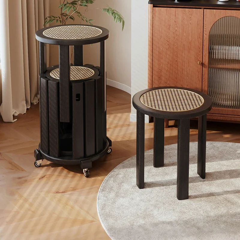 

Medieval solid wood stools can be stacked, household living room low stool dining table and chairs