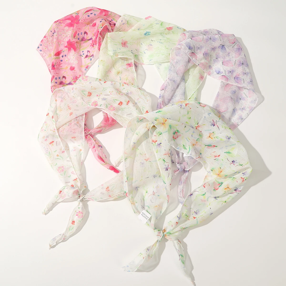 وشاح شعر تول زهري للنساء من Awaytr ، وشاح رأس وردي طازج ، رباط صيفي ، زهرة ملونة ، منديل مثلث