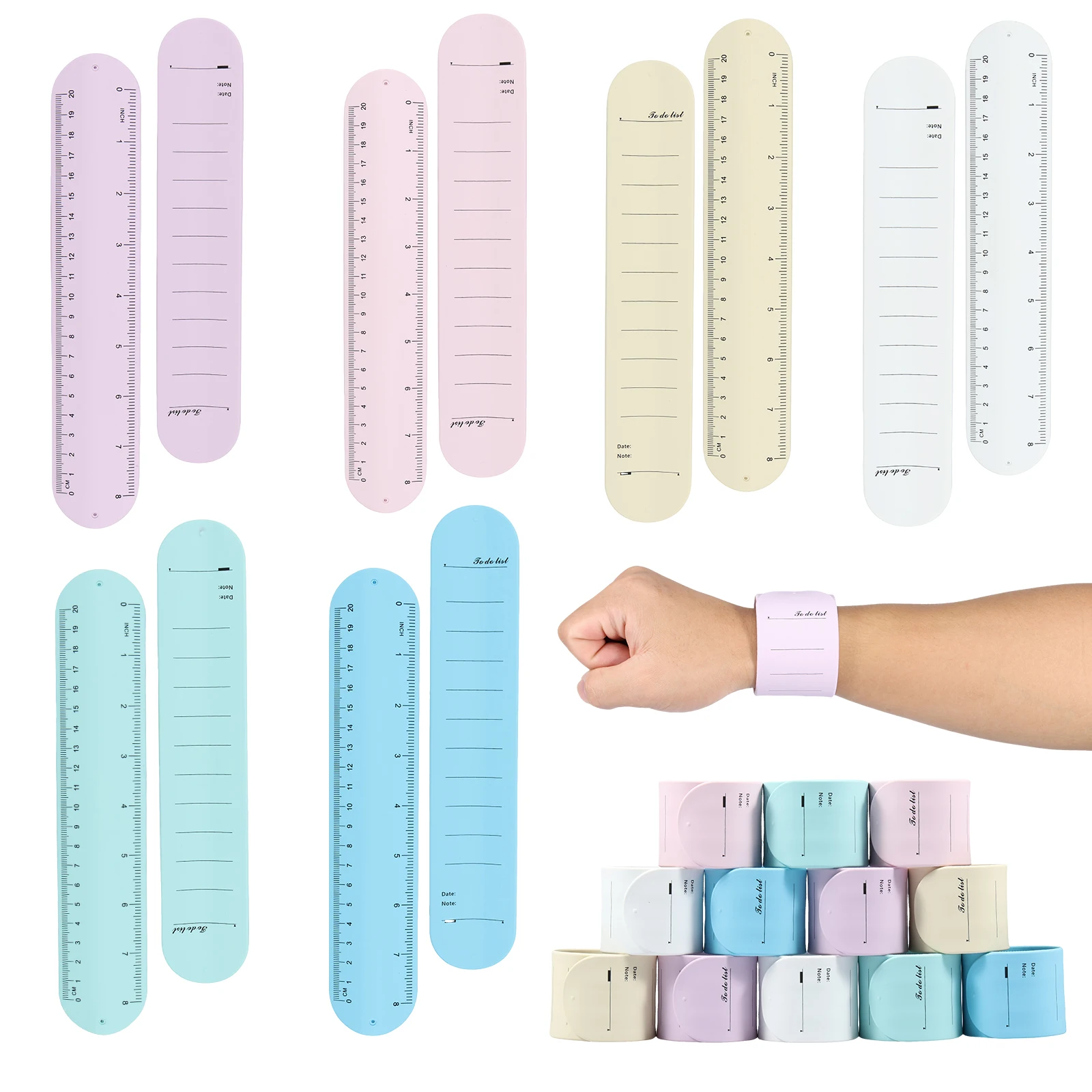 

Набор из 12 силиконовых водонепроницаемых браслетов-ремешков для заметок, стираемые, с возможностью письма, для работы, учебы и ежедневного планирования