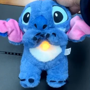 2024 nowy Lilo & Stitch pluszowa lalka oddech dziecko Peluche Kawaii uspokaja zabawki Anime oświetlenie do zastosowań muzycznych dziecka zabawki do snu różowe ściegi prezenty dla dzieci