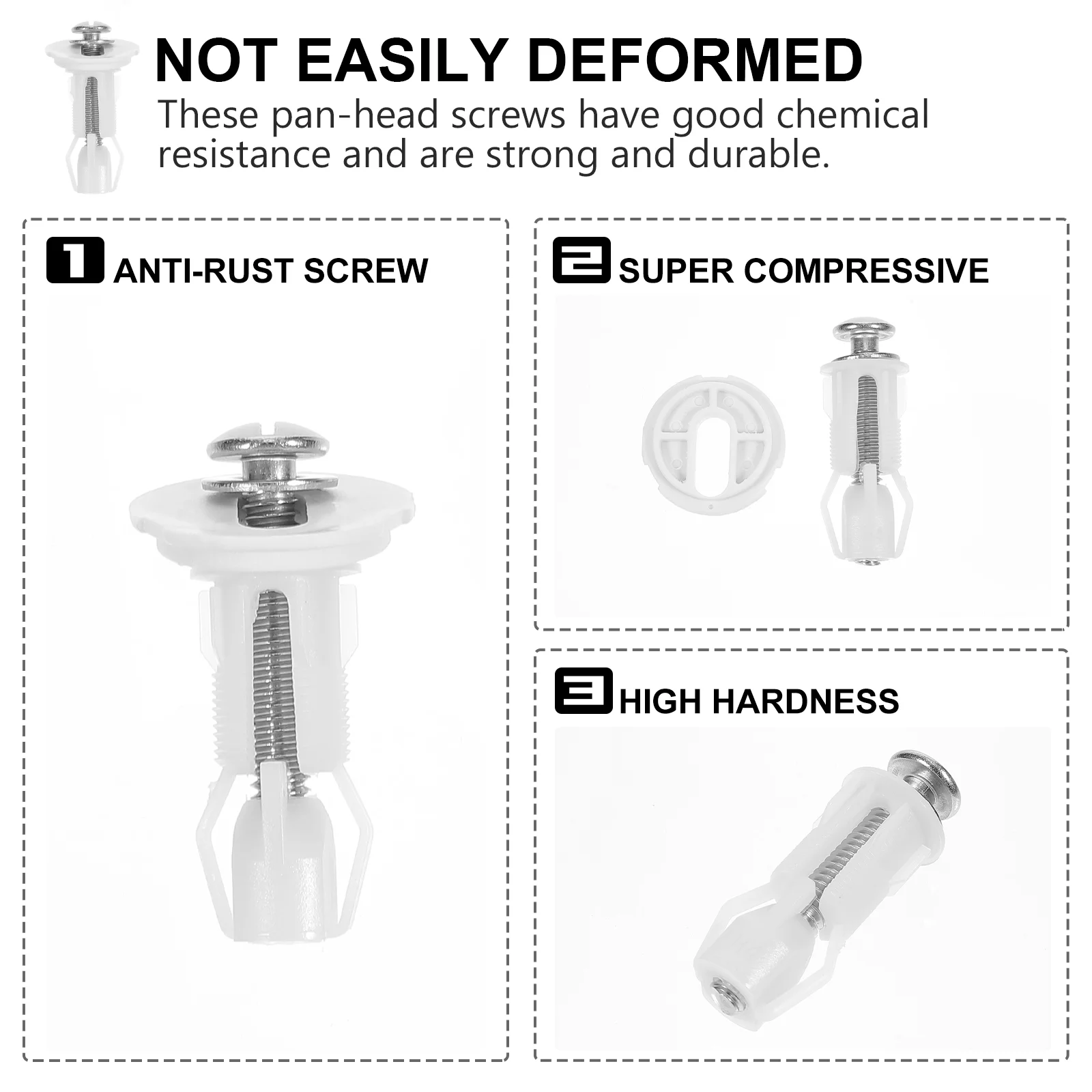 4 Pcs Toilet Lid Bolt Kit Seat Cover Suite Fixing Screw 304 Stainless Steel Replacement Bolts Hinge