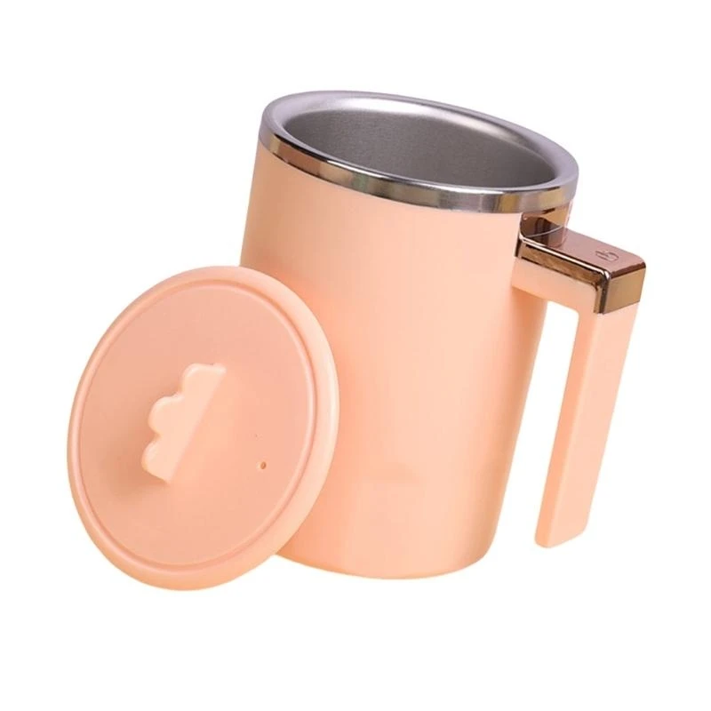 뚜껑이있는 350ml 교반 머그잔 휴대용 회전 컵 자동 교반 자성 머그 전기 교반 컵 쉬운 청소