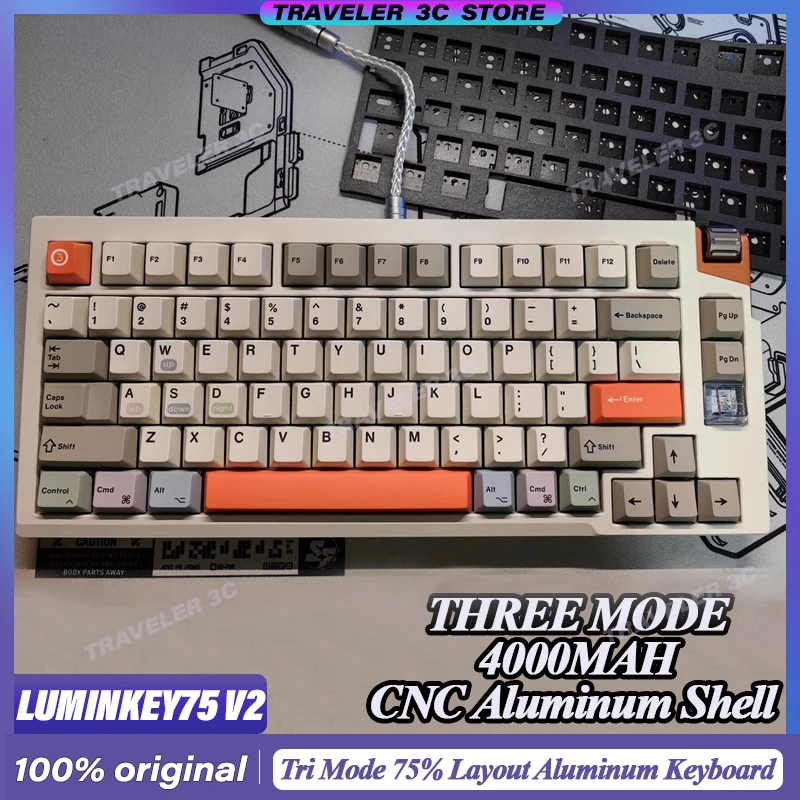 Luminkey75 V2 Customized Mechanical Keyboard Switch 75% Layout CNC Aluminum Shell Control Knob Hot Swap BT 2.4G Wireless PC