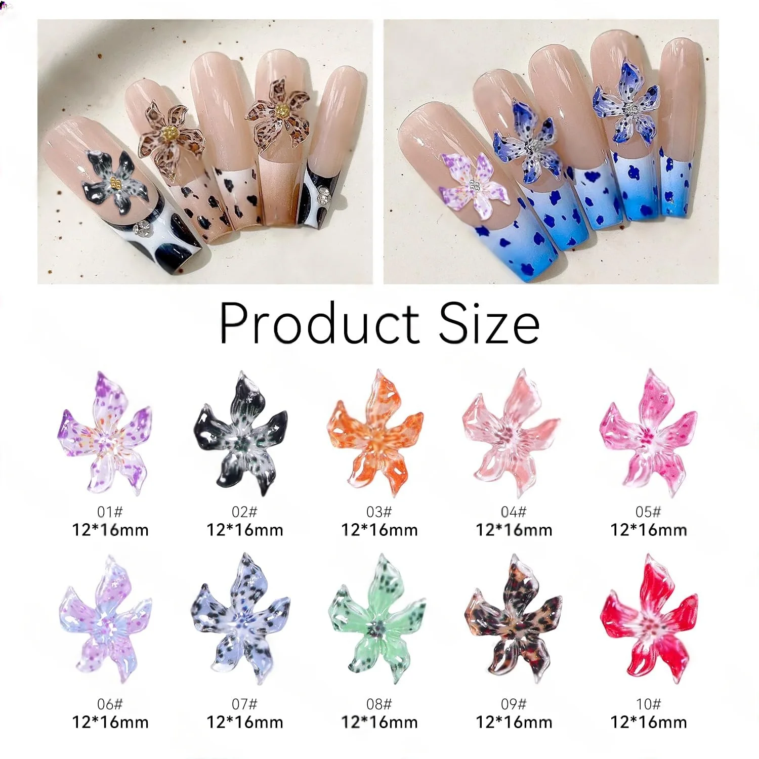 3D Nail Art Charms Ice Transparent Resin Flowers Colorful Petals Manicure Decorations DIY Nail Rhinestones Jewelry Accessories