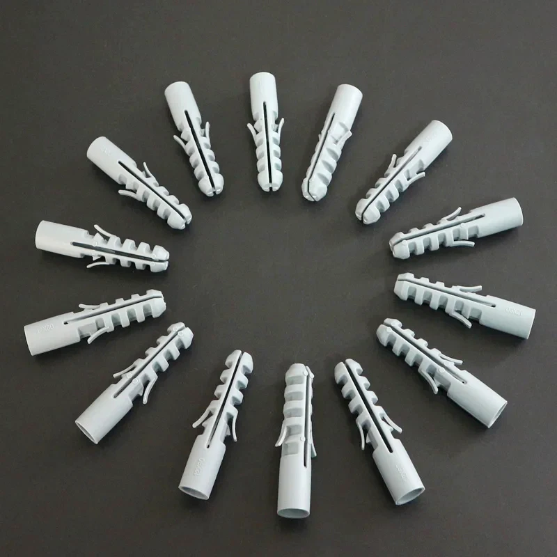 4/5/6/7/8/10/12/14/16MM Expansion Nail Drywall Anchor Screws Self Drilling Wall Plug Plastic Gypsum Boar No Cap Grey Color Wood