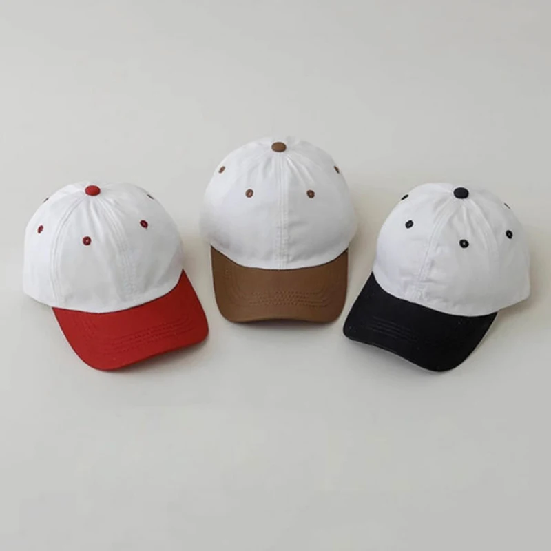 Custom Logo Kids Baseball Cap Two‑Tone Color Block Sun Hat Boys Girls Adjustable Outdoor Sports UV Protection Casual Toddler
