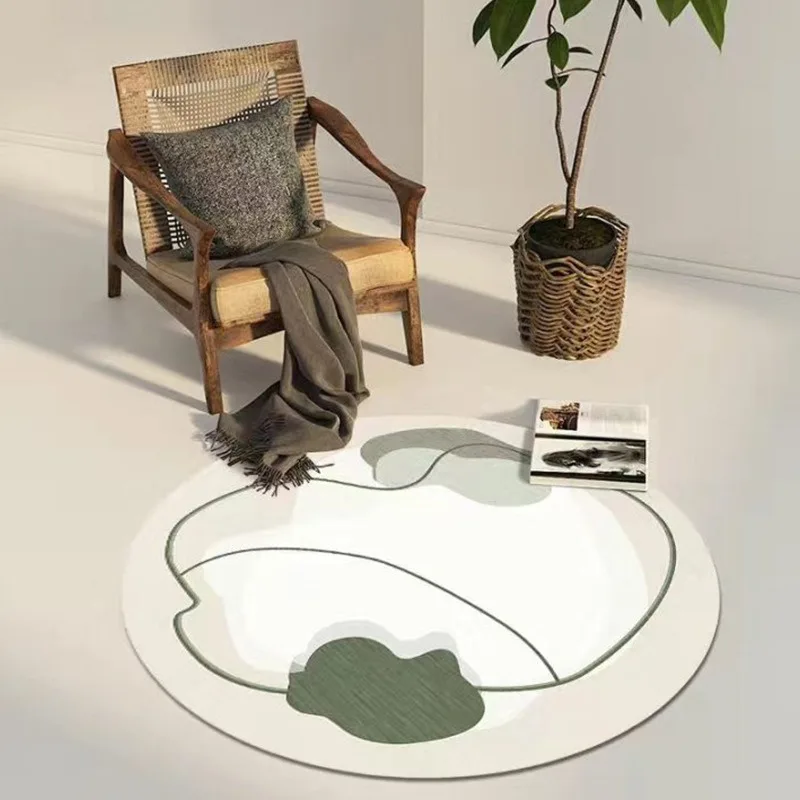 Abstract Geometric Organic Shape Round Rug – Stylish Soft Floor Mat for Living Room, Bedroom, Modern Home Decor