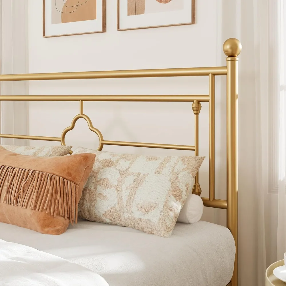 إطار سرير معدني على الطراز الفيكتوري مع لوح أمامي عتيق ولوح للقدم ودعم المرتبة وتخزين تحت السرير #4