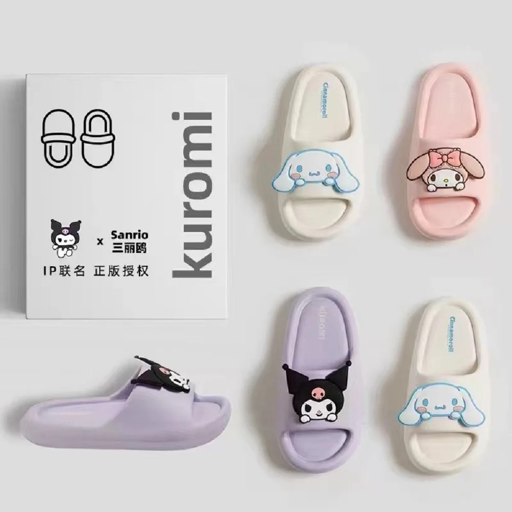 Sanrio Kuromi Slippers Women Anime My Melody Kawaii Cinnamoroll Summer Shoes Girls Soft Bottom Home Student Cute EVA Slippers