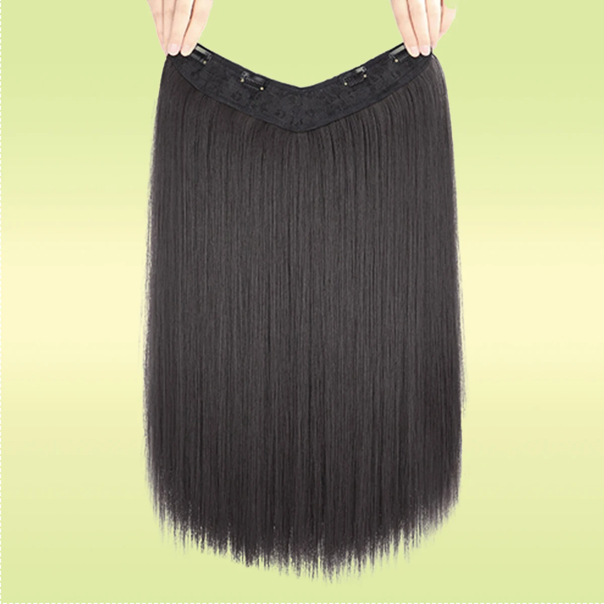 Difei 16-24 inch Synthetic Long Straight Hair Extension Piece Fashion Accessories Women\'s Clip Hair V-shaped Wig Piece