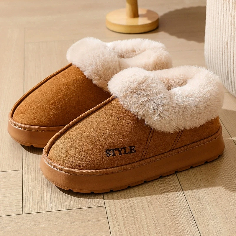 

Comfortable Thick Plush Snow Boots for Women Faux Suede Platform Fur Boots Woman Light Non Slip Warm Cotton Shoes Female 45
