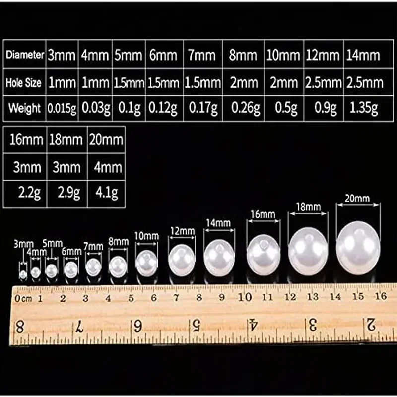 10-1000Pcs Round Pearls Beads Loose Spacer Beads with Holes for DIY Craft Necklaces Bracelets Jewelry Making 3/4/6/8/10/12/16MM